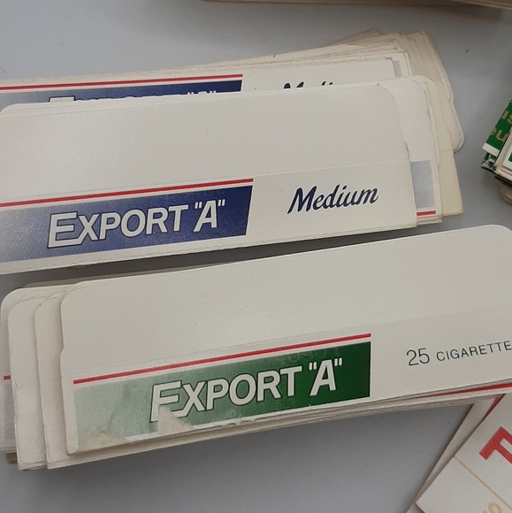 Export "A" Cigarette Packages Cut Up Blue & Green 1990's Over 50 Packages Player - Picture 5 of 5